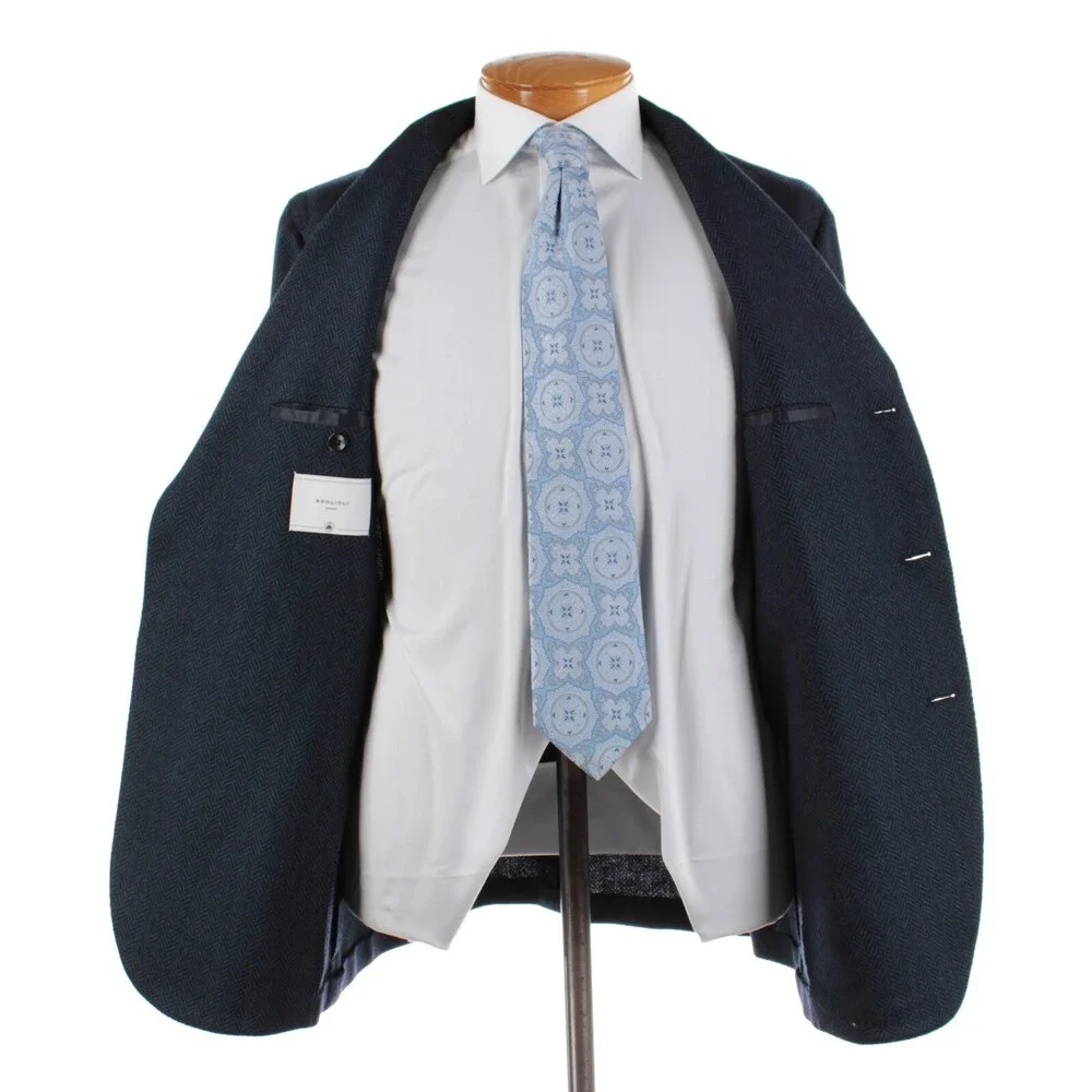 Boglioli NWT Sport Coat / K Jacket Size 56R (46R US) Blue Herringbone 100% Wool
